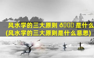 风水学的三大原则 🍀 是什么(风水学的三大原则是什么意思)